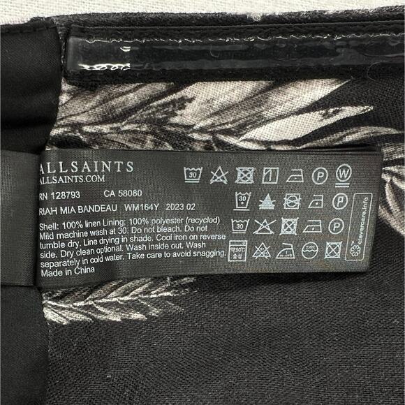 ALLSAINTS Riah Mia Bandeau Top Women 8 Black white Tie Front Vacation Travel NEW - Picture 13 of 16